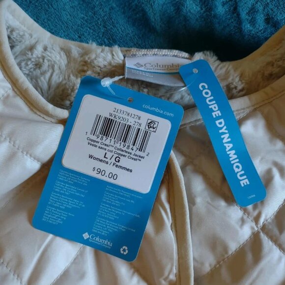 Columbia Women Beige Quilted Copper Crest Collarless Casual Jacket Lg WK 920 - Picture 5 of 7